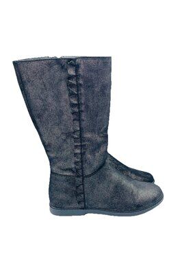 SO Shoes Girls Size 6 / Womens Size 7.5 EllaBlack Shimmery Black Tall Boots Zip